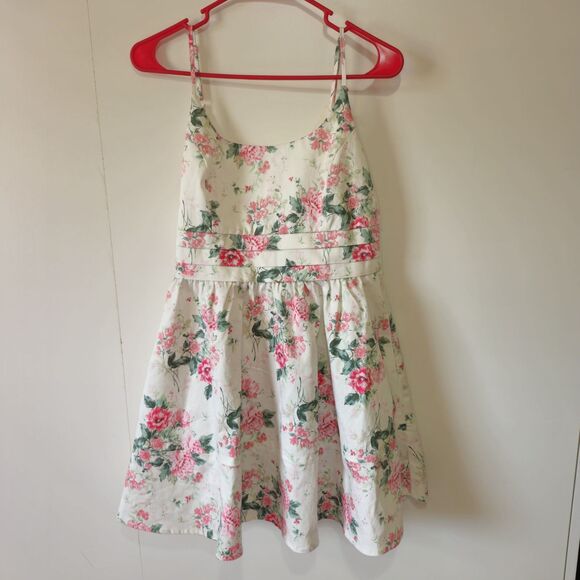 francesca's Dresses & Skirts - Francesca’s Mi Ami Floral White Pink  Strappy Short Dress Women’s Medium NWT